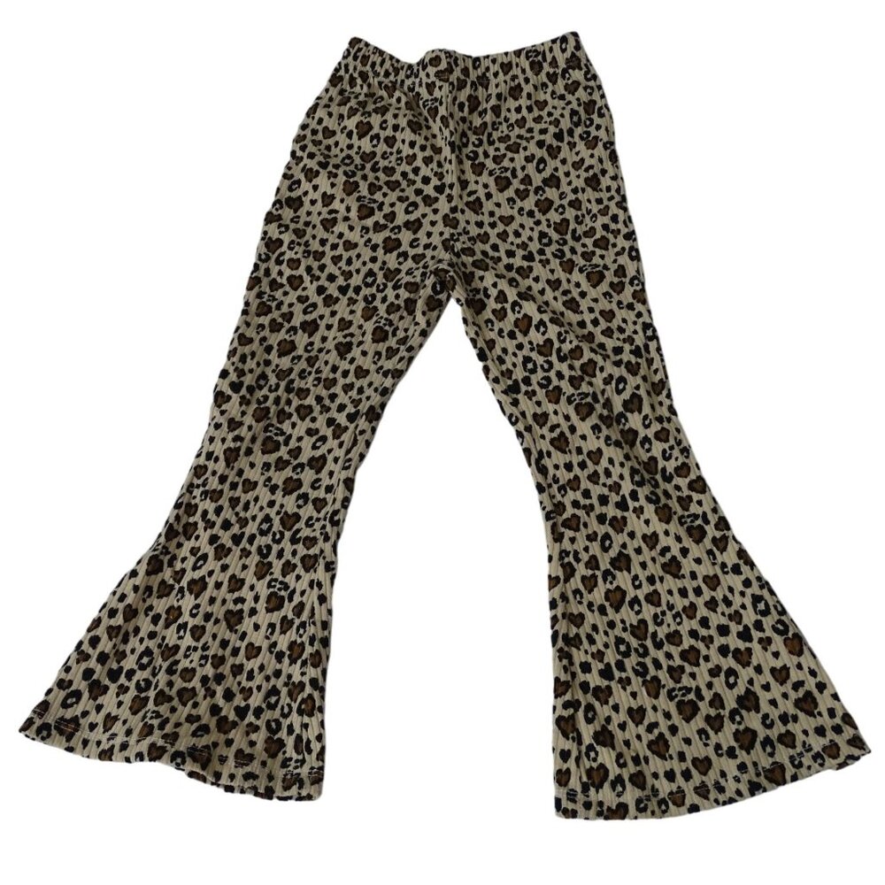 Rare Editions Leopard Animal Print Flare Pants Girls Size 4 Pullon Ribbed Knit